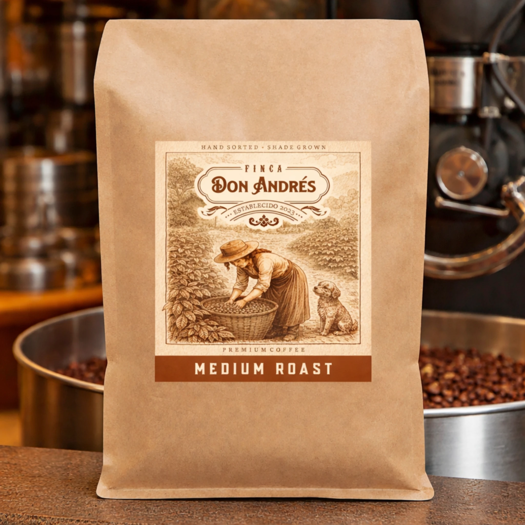 Medium roast coffee bag